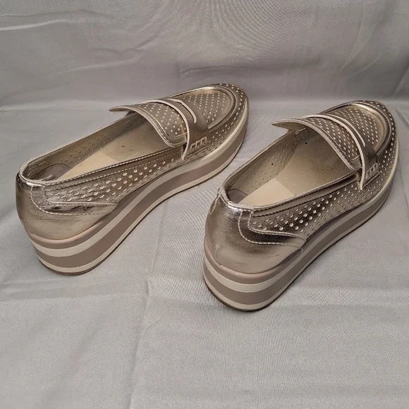 Dolce Vita Metallic Gold Platform Penny Loafers - Picture 5 of 8